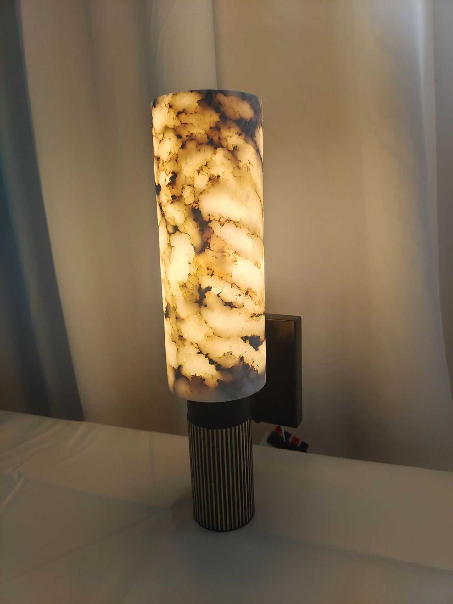 Modern All-Copper Marble Wall Lamp Cylinder Wall Sconce