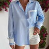 blue striped women's shirt