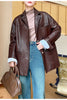 Women Oversized Genuine Leather Jacket Moto Blazer