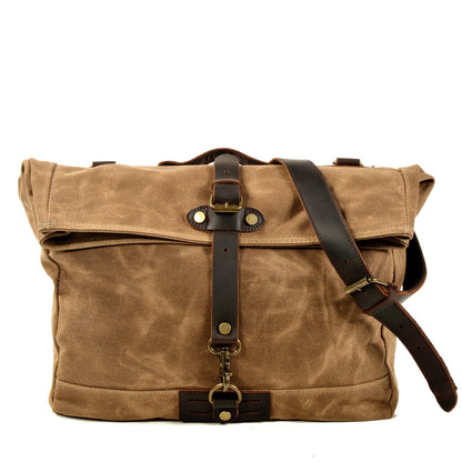 Canvas Courier Bag for Men with Waxed Canvas and Cowhide Leather 3