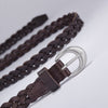 Braided genuine leather belt with silver buckle
