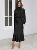 High Neck Long Sleeve Bridal Maxi Dress