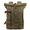 Vintage Canvas Rucksack with Olive Roll Top and Buckle Strap 2