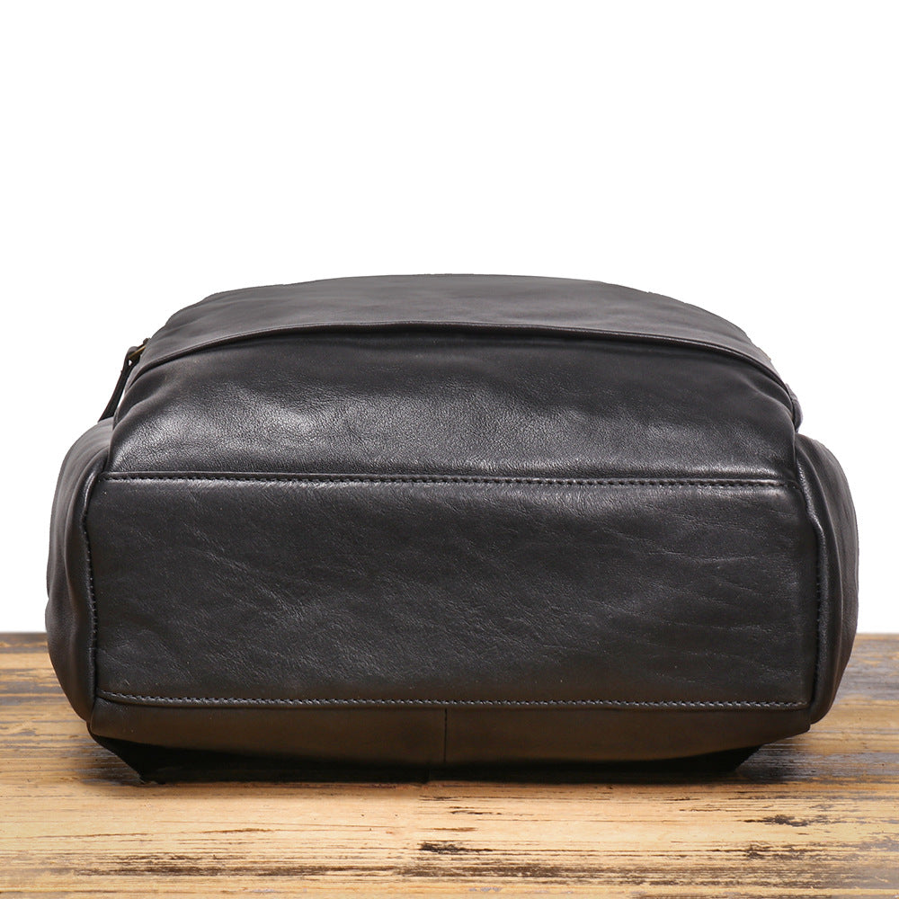 Men’s Leather Backpack with Trolley Sleeve Travel Laptop