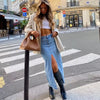 long denim maxi skirts for women