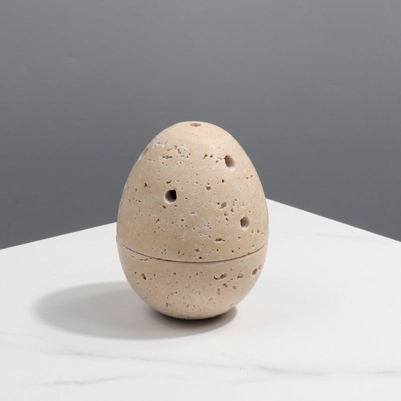 Natural Marble Incense Burner Egg Shape