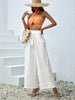 White Cotton Wide Leg Beach Pants for Women