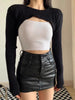 Black PU Leather Mini Skirt for Women High Waisted Bodycon Look