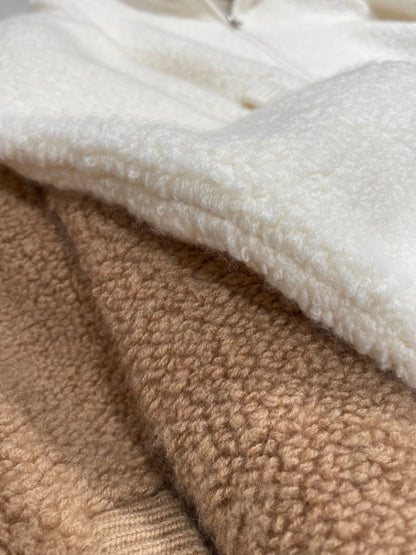 Women Stand Collar Cashmere Zip Sweater Yarn Knit