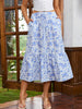 Drawstring waist skirt with blue floral print
