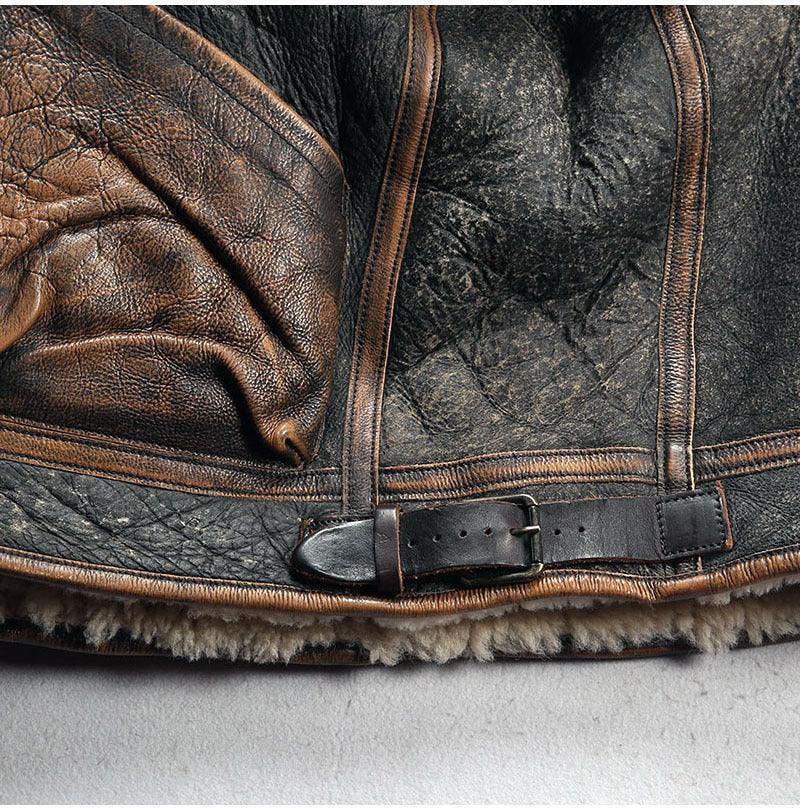 Men Real Shearling Leather Aviator Jacket