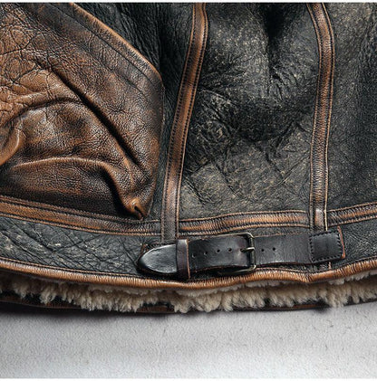 Men Real Shearling Leather Aviator Jacket