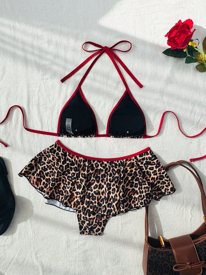 Women’s Triangle Bikini Set with Skirted Bottom