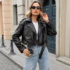 Cropped Motorcycle Imitation Leather Jacket for Summer Streetwear