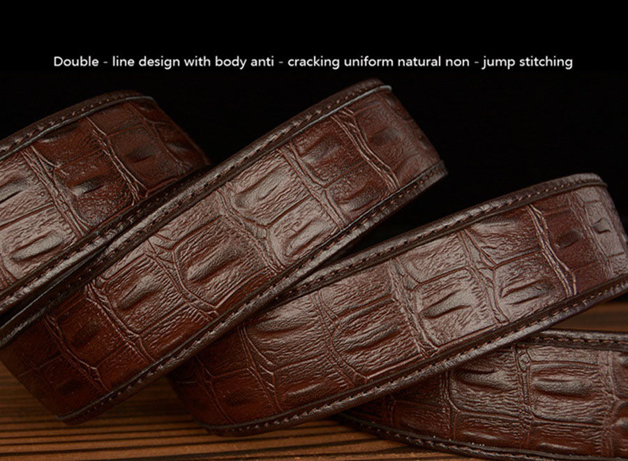 Men’s Leather Belt with Intertwined Crocodile Buckle