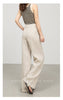 High waist women linen pants with wide leg