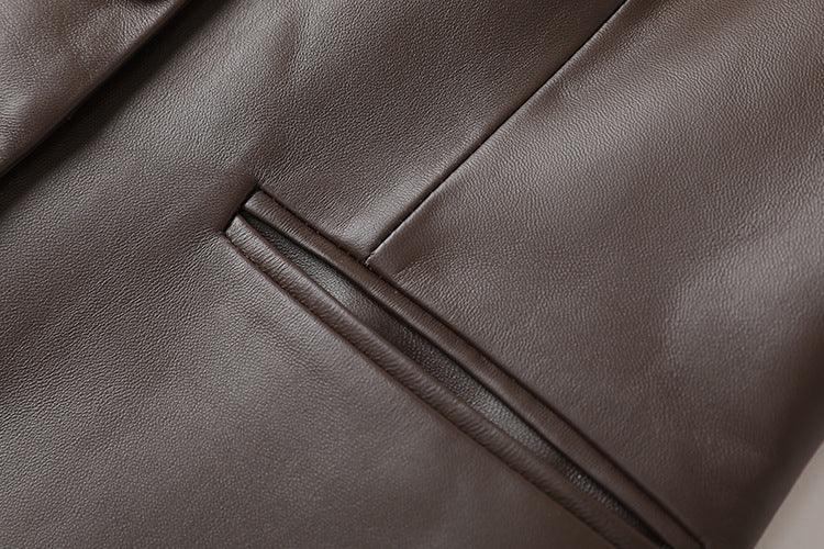 Women Leather Office Vest in Genuine Sheepskin