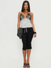 Women’s Polka Dot Lace Trim Satin Camisole Top