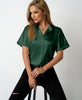 Women Satin Batwing Short Sleeve Shirts