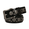 Wide Leather Belt with Silver Studs and Aztec Rivets