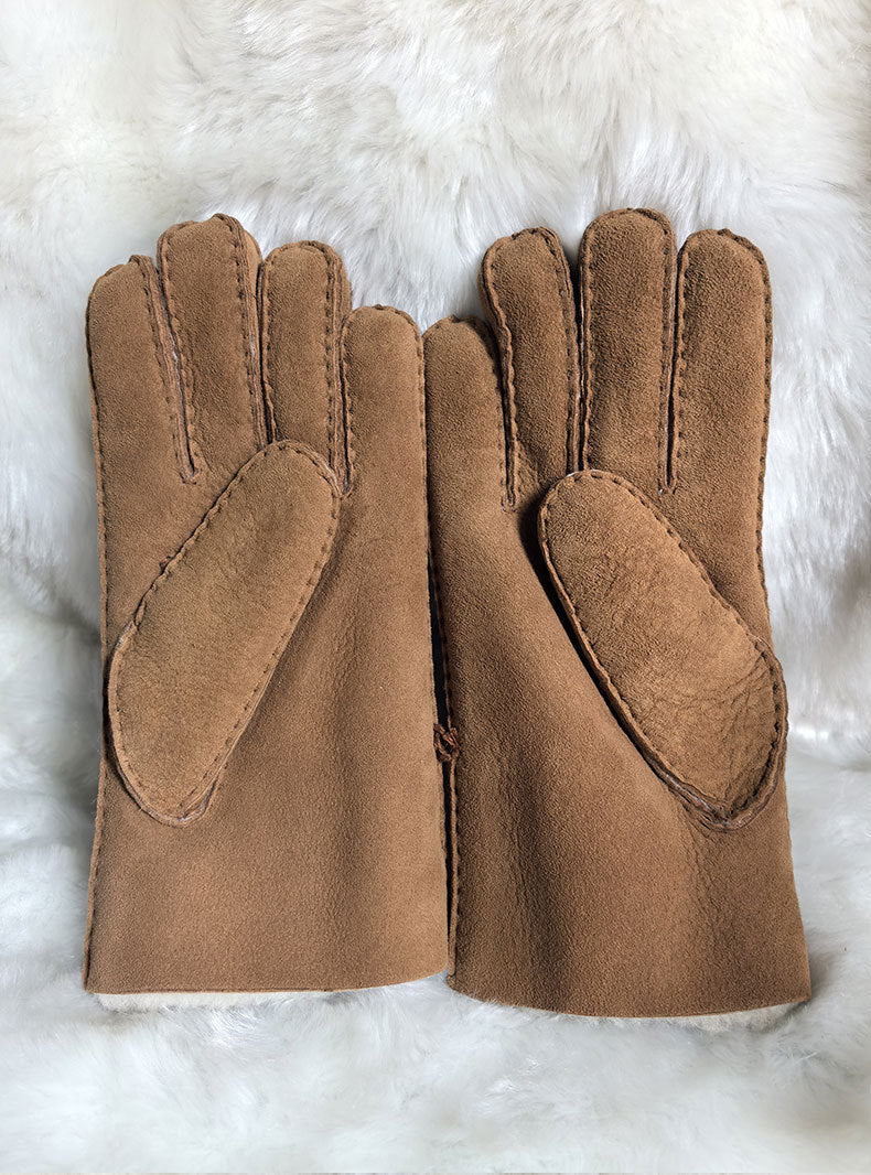 sheepskin suede gloves with fleece lining