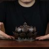 Lotus Incense Burner with Lid and Dark Bronze-Tone Finish