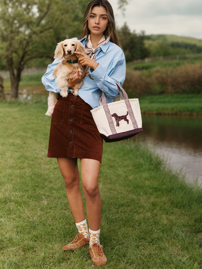 Corduroy Mini Skirt Women Button Front High Waist Brown