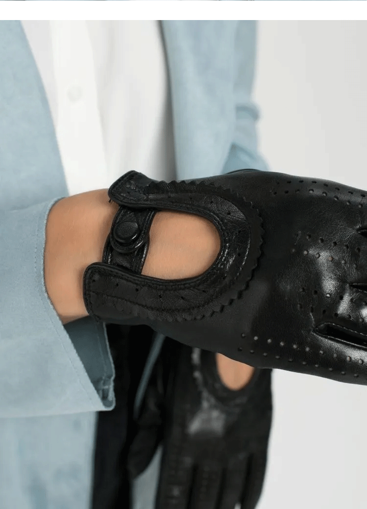 Women’s Leather Gloves in Perforated Lambskin for Driving and Riding