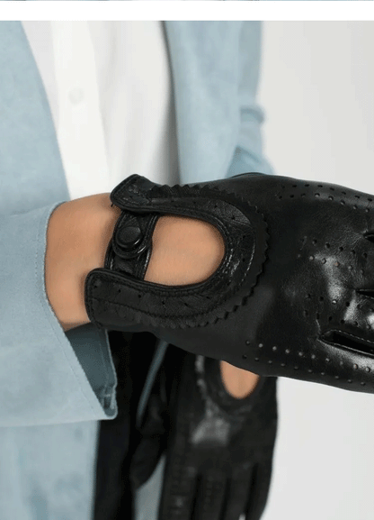 Women’s Leather Gloves in Perforated Lambskin for Driving and Riding