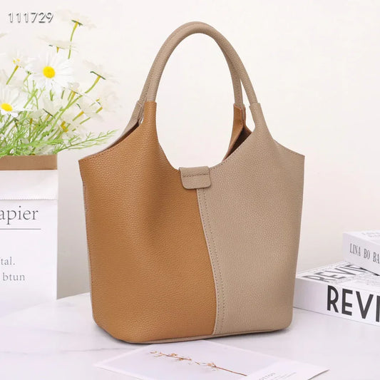 Leather Tote Bag with Dual Handle and Crossbody Strap 1