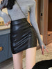 High Waist Black PU Leather Mini Skirt