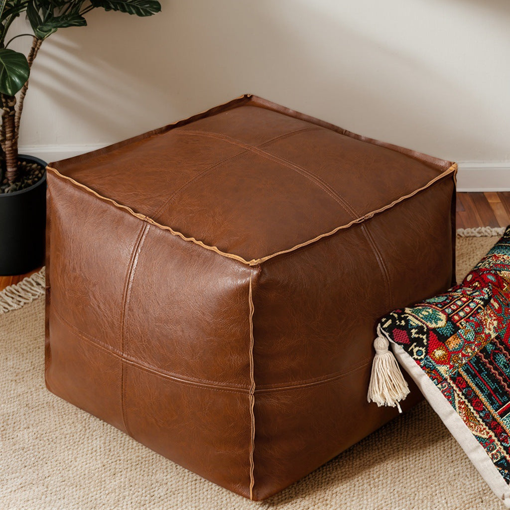 Leather Footrest Ottoman Cover for Square Floor