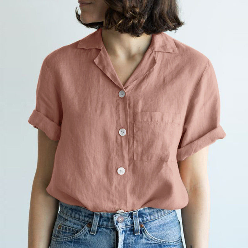 summer short sleeve button down shirts for women