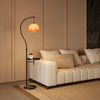 Vintage arc floor lamp with storage shelf