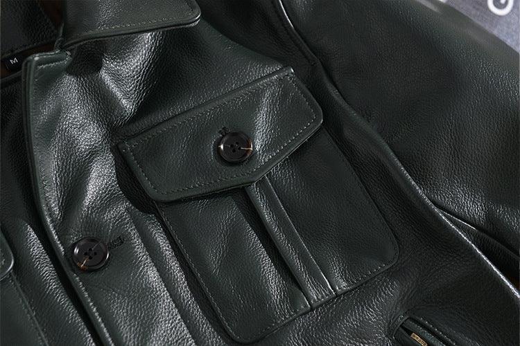 Men’s Military Style Cowhide Leather Jacket
