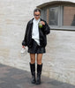 Oversized Faux Leather Jacket for Women
