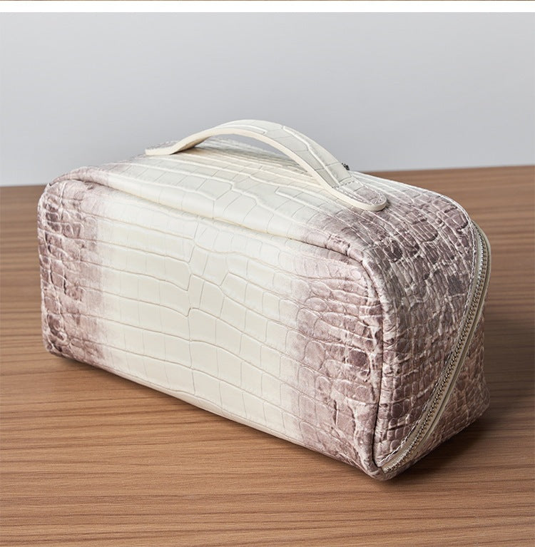 Women’s Genuine Leather Crocodile Pattern Cosmetic Bag