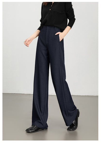 Women casual pants with high waist drape