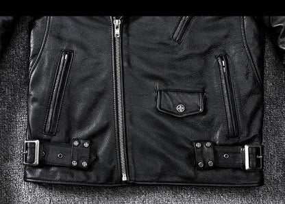 Men’s Slim Fit Motorcycle Leather Jacket