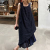 linen irregular hem midi dress layered summer sleeveless loose fit 1