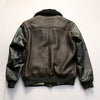 Men’s Black Leather Bomber Jacket with Real Shearling Collar