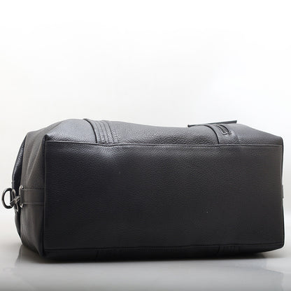 Black Leather Commuter Travel Duffle Bag