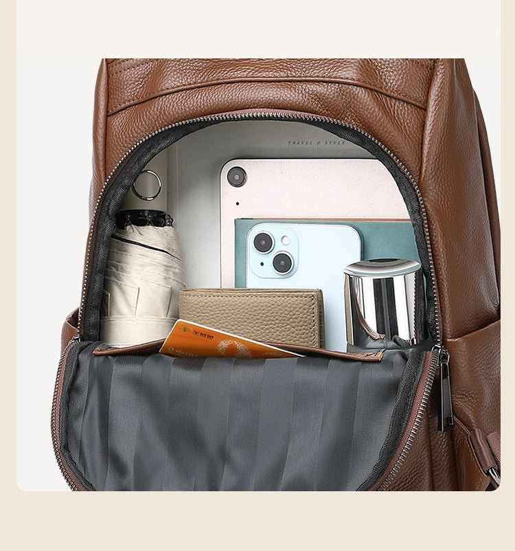 Women Genuine Leather Office Laptop Backpack