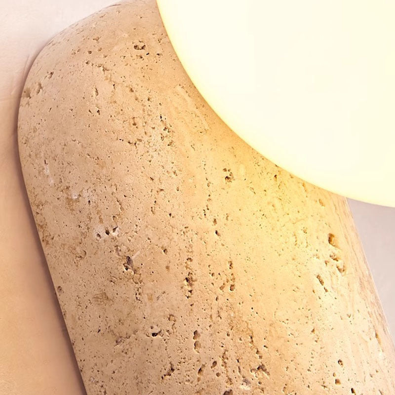 Yellow Travertine Wall Lamp Modern Wabi-Sabi Stone Sconce