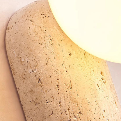 Yellow Travertine Wall Lamp Modern Wabi-Sabi Stone Sconce