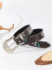 Women’s Western Faux Leather Belt with Ornate Cowgirl Buckle