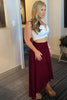 high waisted maxi flared skirt