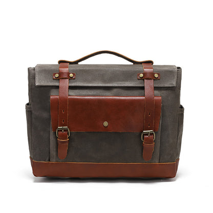 Motorcycle Pannier Bag in Waxed Canvas with Genuine Leather Trim 3