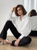 White puff sleeve cotton blouse for women