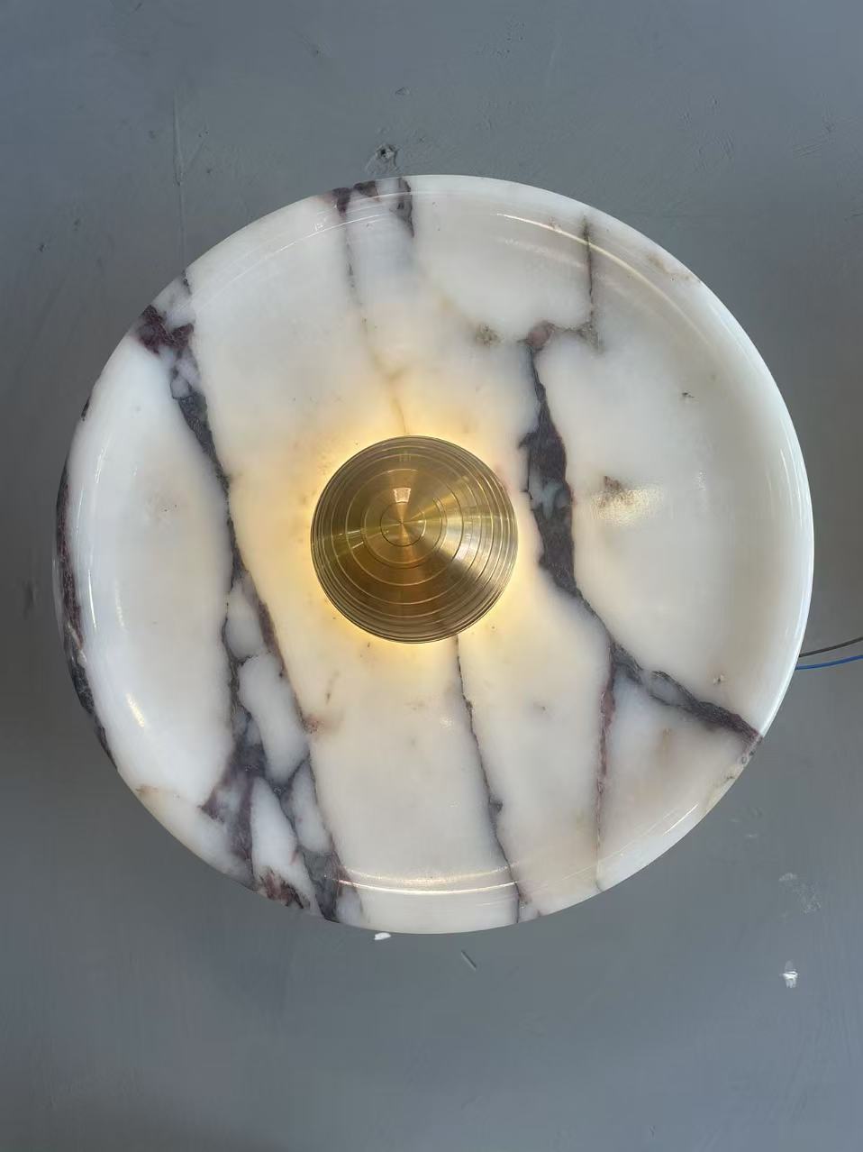 Round Natural Marble Wall Lamp Sconce for Bedroom & Living Room